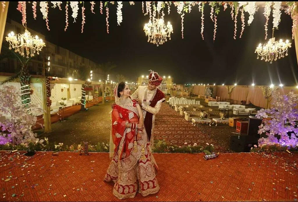 Imperial Green garden at Nandan Retreat destination wedding venue in Vrindavan with manicured lawns