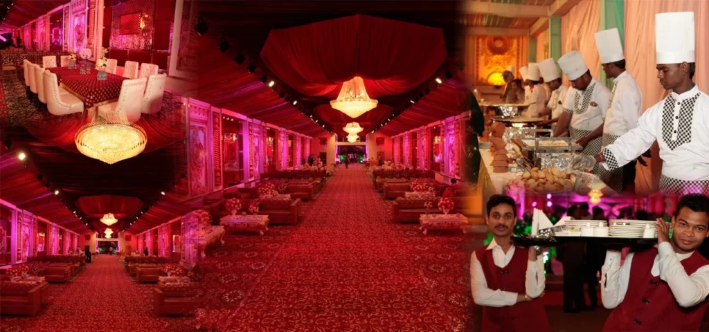 Wedding setup at Nandan Retreat destination wedding venue in Vrindavan with curated décor